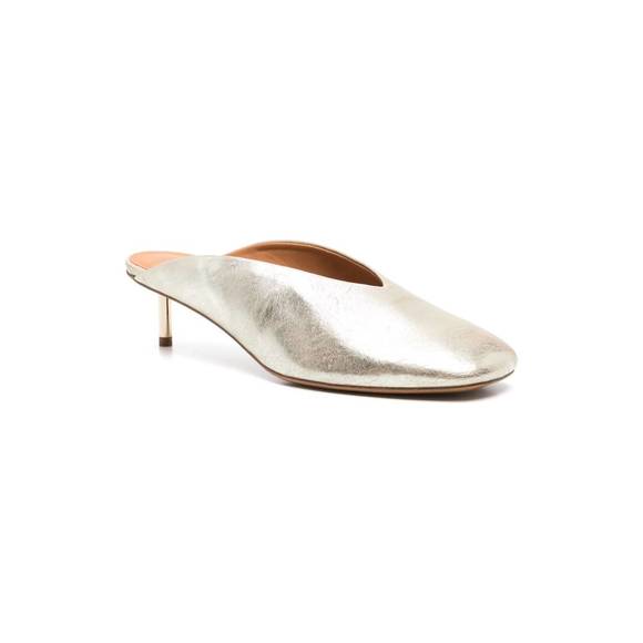 NEW FORTE FORTE women's metal heel laminated leather sabot in platino - Picture 1 of 3